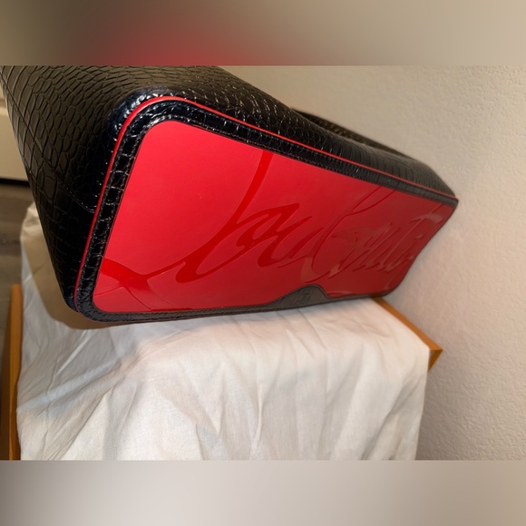 Christian Louboutin Black and Red Crocodile Texture Tote - Picture 9 of 15